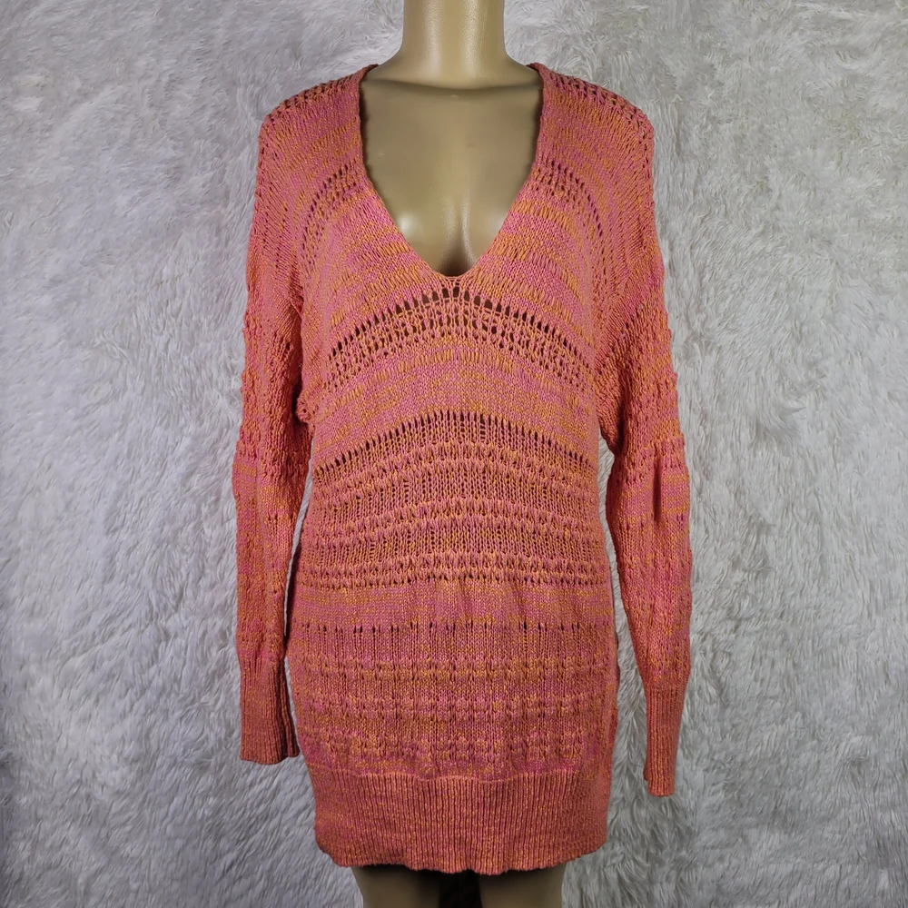 Free People Pink Hot Tropics Paloma Open Knit Cover Up Boho‎ Beachy Hippie XS